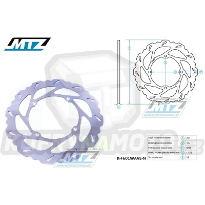 Kotouč brzdový MTZ nerezový - zubatý desing Wave - Husqvarna CR125+CR150+CR250+TC250+TC410+TC449+TC450+TC510+TC511+TC570+TC610 + TE250+TE310+TE410+TE449+TE450+TE510+TE511+TE570+TE610+TE630 + SMS125+WR125+WR250+WR300WR360+WRE125