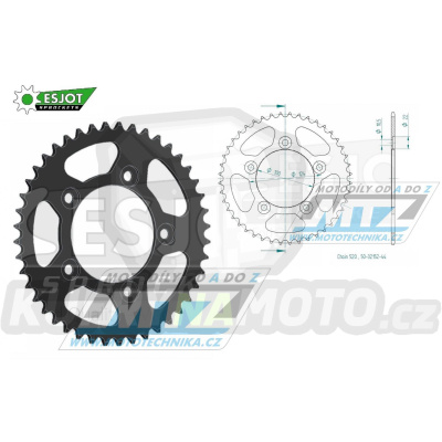 Rozeta ocelová (převodník) 0746-44zubů ESJOT 50-32152-44 - Ducati 400 Scrambler Sixty2 + 797 Monster + 800 Scrambler Cafe Racer + 800 Scrambler + 821 Monster + 899 Panigale + 959 Panigale + 1100 Scrambler