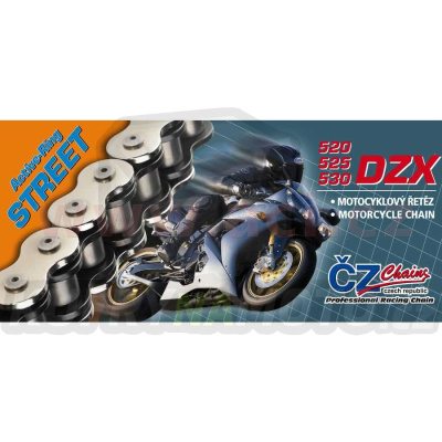 řetěz 530DZX, ČZ - ČR (barva černá, 120 článků vč. nýtovací spojky RIVET)