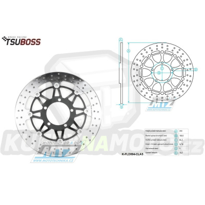 Kotouč brzdový plovovoucí nerezový (310/84,5/5D) kulatý desing - Triumph Daytona600 / 03-04 + SpeedFour / 02-05+TT600 / 00-03 + Daytona675 / 06-13+Street triple675 / 08-12