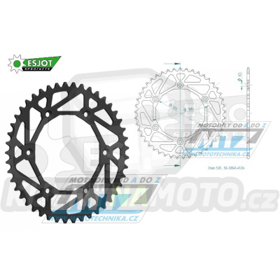 Rozeta ocelová (převodník) 0808-45zubů ESJOT ULTRALIGHT 50-32041-45L černá - Kawasaki KLX400 + Suzuki DR250 + DR350 + DRZ250 + DRZ400 + RM100 + RM125 + RM250 + RMX250 + RMZ250 + RMZ450 + RMX450 + TSR125 + TSR200
