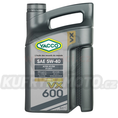 Motorový olej YACCO VX 600 5W40, 5 L