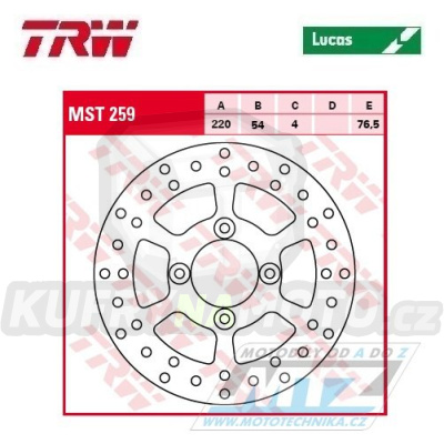 Kotouč brzdový TRW MST259 (220/54/4D) - MBK XN125+XQ125+YP125Skyliner+XG150+YP150Skyliner + Yamaha XN125+YP125+XQ150+YP125+YP180