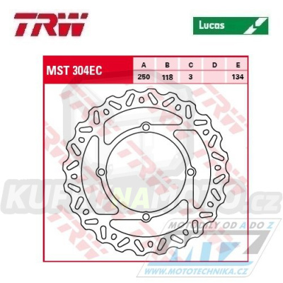 Kotouč brzdový TRW MST304EC (250/118/4D) - Suzuki RMZ250 / 07-18 + RMZ450 / 05-17 + RMX450Z / 10-19