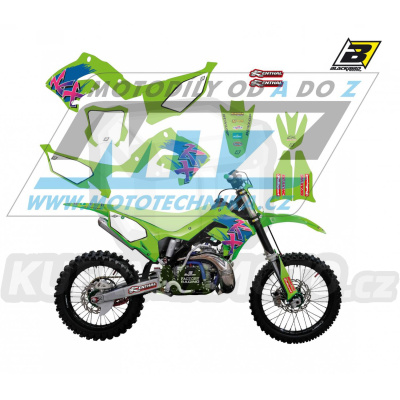 Polepy na motocykl (sada polepů včetně číslových tabulek) Kawasaki KX125+KX250 POLISPORT RESTYLING / 03-08 - typ polepů Retro