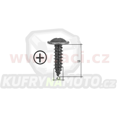 samořezný křížový vrut černý pozink Fe (sada 20 ks) (4,8 mm, 19 mm)