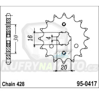 Kolečko řetězové (pastorek) 0417-13zubů MTZ - Kawasaki KMX125+KMX200 + KDX125SR + AR125LC+KE100A + BN125 Eliminator