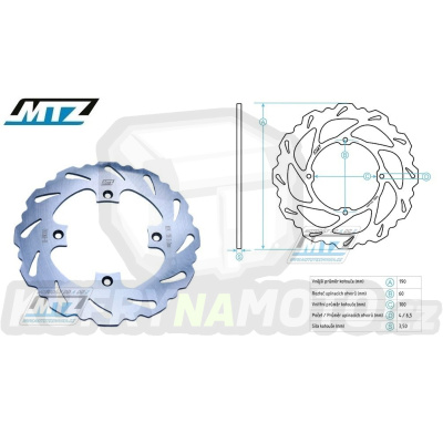 Kotouč brzdový MTZ nerezový - zubatý desing Wave - Yamaha YZ65 / 18-25 + YZ80 / 93-01 + YZ85 / 02-25