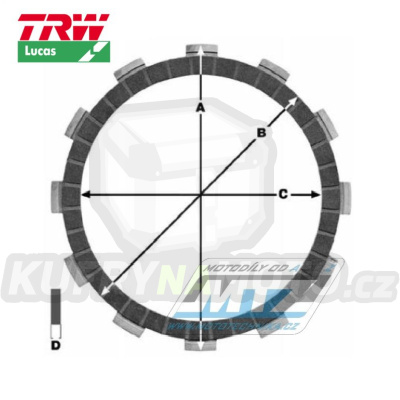 Lamely spojkové třecí (s obložením) Lucas MCC512-8 - KTM 690 Enduro / 07-24 + 690SMC + 690 Supermoto + 690 Duke + Husqvarna 701 Enduro / 16-24 + 701 Supermoto + 701 Svartpilen + 701 Vitpilen + Gas-Gas ES700+SM700