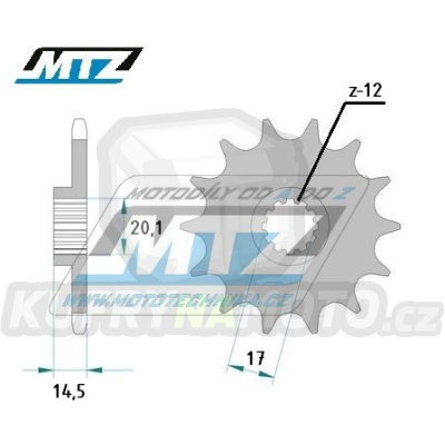 Kolečko řetězové (pastorek) 95-TM125NO-14zubů MTZ - TM MX125 + EN125 / 00-12