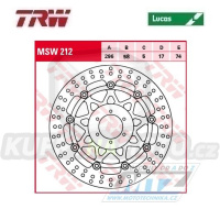Kotouč brzdový plovoucí TRW MSW212 (296/58/6D) - kulatý design - Honda RS+CB250+CBF250Hornet + TSR + CB400+CBR400RR+RVF400+VFR400+CBR600F + VFR750 + CBR900Fireblade + VTR1000Firestorm