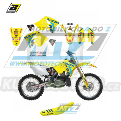 Polepy s potahem sedla (sada polepů a potah sedla Graphics) - Suzuki RM125+RM250 / 01-11 - typ polepů Replica Suzuki Restyle