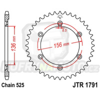 Řetězová rozeta SUZUKI DR 650 SE 1996-2014 43 zubů, řetěz 525 – akce