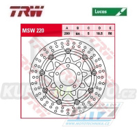 Kotouč brzdový plovoucí TRW MSW220 (290/64/5D) - kulatý design - Suzuki GSF600Bandit / 95-03+GSF600S Bandit / 95-04+GSX600F / 98-03+RF600R / 93-97+SV650+SV650S / 99-02 + GSX750F