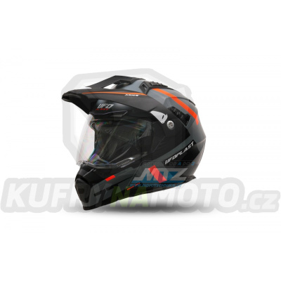 Přilba s plexi a integrovanou sluneční clonou UFO Aries Enduro HE13500EF - šedo-oranžová - velikost S