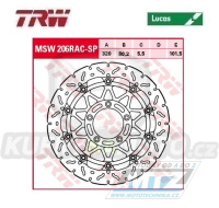Kotouč brzdový plovoucí TRW MSW206RAC-SP (320/80/5D) - zubatý design MV Agusta Brutale910+F4 + Brutale 1078RR+Brutale1090RR