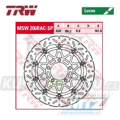 Kotouč brzdový plovoucí TRW MSW206RAC-SP (320/80/5D) - zubatý design MV Agusta Brutale910+F4 + Brutale 1078RR+Brutale1090RR