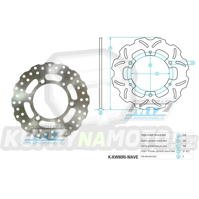 Kotouč brzdový (220/100/3D) - Kawasaki Ninja 300 / 13-16 + Z300 / 15-16