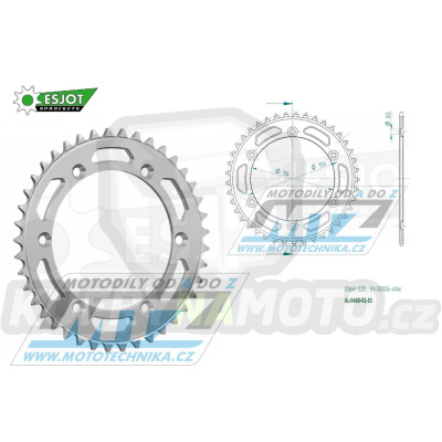 Rozeta řetězová (převodník) Dural 0460-41zubů ESJOT 51-32024-41 - barva stříbrná - Kawasaki KX125+KX250+KX500 +KXF250+KXF450+KDX175+KDX200+KDX220R+KDX250+KLX250R+KLX250 D-Tracker +KLX250+KLX250SF+KLX300+KLX450R+KLX650R + Suzuki RM-Z250