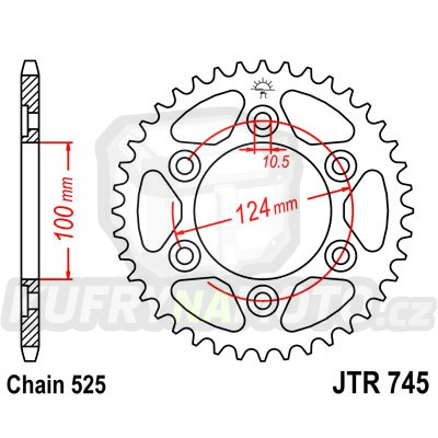 Řetězová rozeta JT JTR 745-39 39 zubů, 525