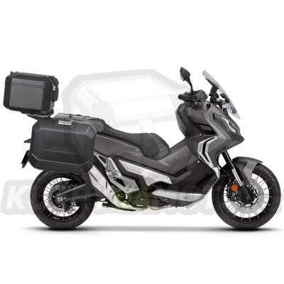 Kompletní sada černých hliníkových kufrů SHAD TERRA BLACK , 48L topcase 47L/47L boční kufry, včetně montážní sady a plotny SHAD HONDA X-ADV 750