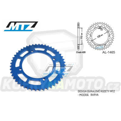 Rozeta řetězová (převodník) Dural 1465-46zubů MTZ modrá - Kawasaki KX65 / 00-20 + Suzuki RM65 / 03-05