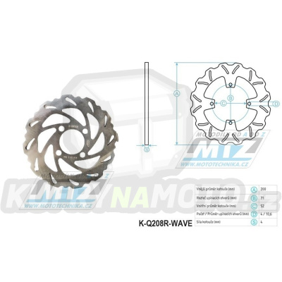 Kotouč brzdový MTZ nerezový - zubatý desing Wave - Yamaha YFZ450 / 06-14 + YFZ450R / 09-22 + YFM700R Raptor / 06-24