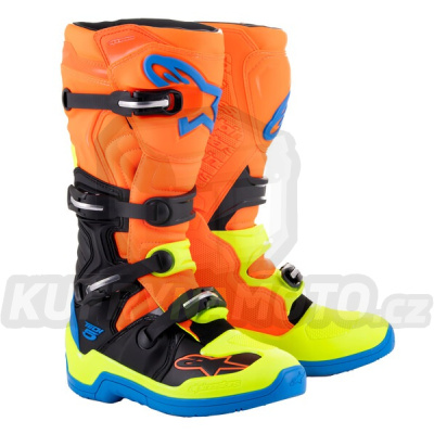 boty TECH 5, ALPINESTARS (oranžová fluo/žlutá fluo/modrá/černá) 2024