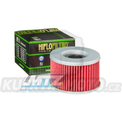 Filtr olejový HF111 (HifloFiltro) - Honda CB250 + CBR250 + VT250 + VTR250 + CB350 + CB400 + CB450 + CX500 + GL500 + CBX550 + CX650 + TRX400 + TRX500 + TRX650 + TRX680 + MUV700 + SXS700