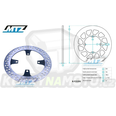 Kotouč brzdový  MTZ Classic - Kawasaki KX125 / 03-05+KX250 / 03-05+KXF250 / 04-05+KDX125 / 90-99+KDX200 / 95-06+KDX220R / 97-05+KLX250 / 06-10 + Suzuki RMZ250 / 04-06