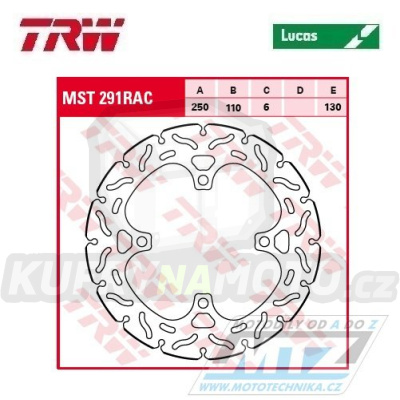 Kotouč brzdový TRW MST291RAC (250/110/4D) - zubatý design Kawasaki Z750+Z800 + Ninja1000 + Versys1000 + Z1000 + ZZR1400