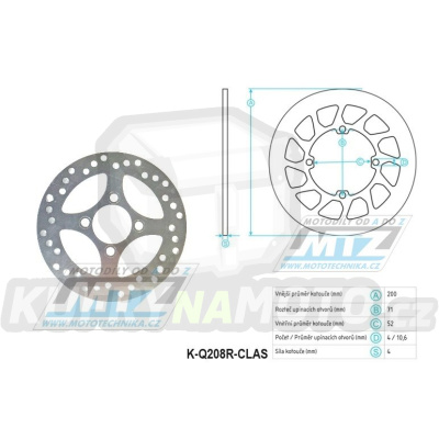 Kotouč brzdový MTZ nerezový - kulatý desing - Yamaha YFZ450 / 06-14 + YFZ450R / 09-22 + YFM700R Raptor / 06-24