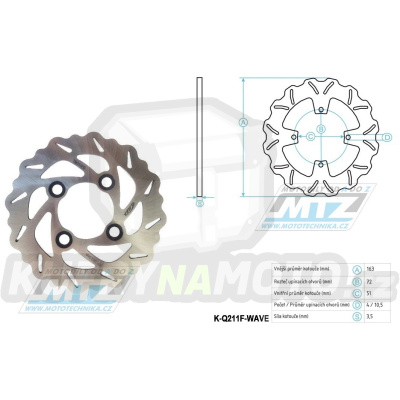 Kotouč brzdový MTZ nerezový - zubatý desing Wave - Kawasaki KFX450R / 08- + KFX700 / 04-09