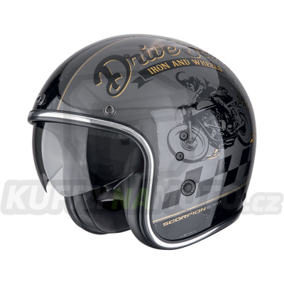 Moto přilba SCORPION BELFAST EVO DRIVE FAST stříbrno/černo/zlatá