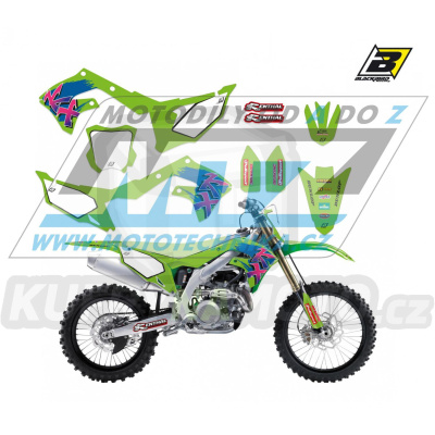 Polepy na motocykl (sada polepů včetně číslových tabulek) Kawasaki KXF250 / 21-23 + KXF450 / 19-23 - typ polepů Retro