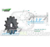 Kolečko řetězové (pastorek) 15054-13zubů ESJOT 50-15054-13 - Kawasaki KLX125 / 10-14 + Suzuki FL125 / 07-09 + Benelli TNT125 / 17-21 + Mash 50 Fifty / 16