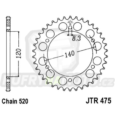 Řetězová rozeta JT JTR 475-44 44 zubů, 520