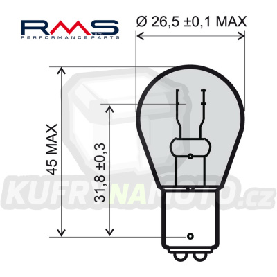 Žárovka RMS 246510375 12V 21/5W, BAY15D červená