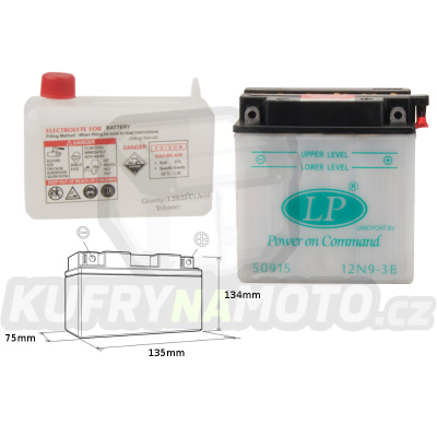 LANDPORT baterie 12N9-3B 12V 9AH 137X76X140 (s elektrolytem)