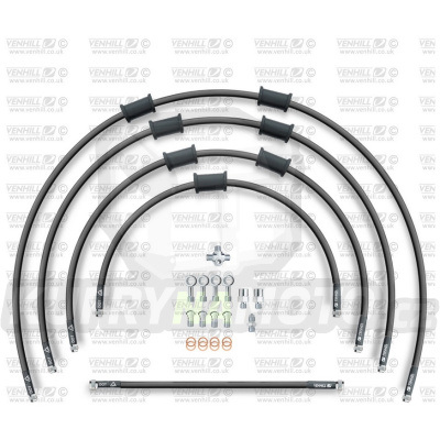 STANDARD Hadice přední brzdy sada Venhill POWERHOSEPLUS SUZ-4007F-BK (4 hadice v sadě) černé hadice, chromové koncovky