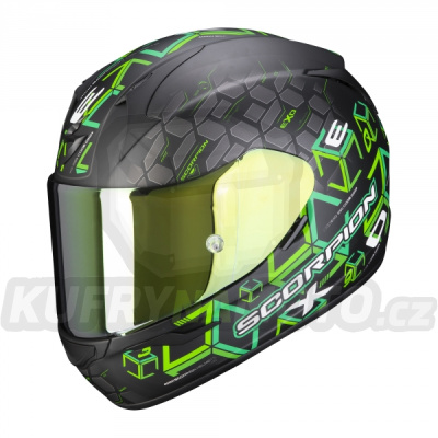 Moto přilba SCORPION EXO-390 CUBE matná černo/zelená