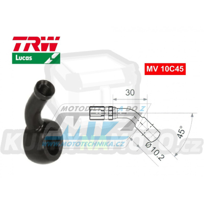 Koncovka brzdové hadice TRW VarioFlex MV10C45 (banjo 10mm zahnuté 45°) - barva černá