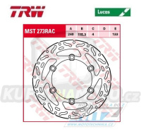 Kotouč brzdový TRW MST273RAC (240/115/6D) - zubatý design - Honda CA125 Rebel / 95-00+CB125F / 15-17+CBF125 / 09-12+VT125C Shadow / 99-08+CBX250 / 84-98+CMX250C Rebel / 96-00