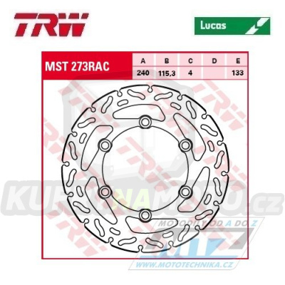 Kotouč brzdový TRW MST273RAC (240/115/6D) - zubatý design - Honda CA125 Rebel / 95-00+CB125F / 15-17+CBF125 / 09-12+VT125C Shadow / 99-08+CBX250 / 84-98+CMX250C Rebel / 96-00