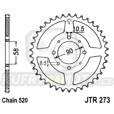 Řetězová rozeta JT JTR 273-44 44 zubů, 520