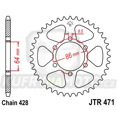 Řetězová rozeta JT JTR 471-48 48 zubů, 428