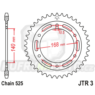 Řetězová rozeta JT JTR 3-47 47 zubů, 525