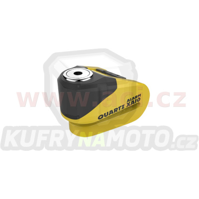 zámek kotoučové brzdy Quartz Alarm XA10, OXFORD (integrovaný alarm, žlutý/černý, průměr čepu 10 mm)