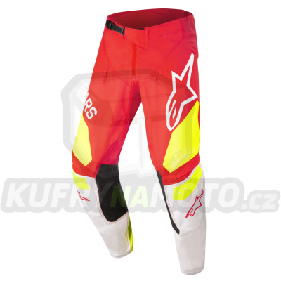 kalhoty TECHSTAR FACTORY, ALPINESTARS (červená fluo/bílá/žlutá)