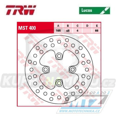 Kotouč brzdový TRW MST400 (165/48/4D) - Bombardier DS650 Baja / 01-06
